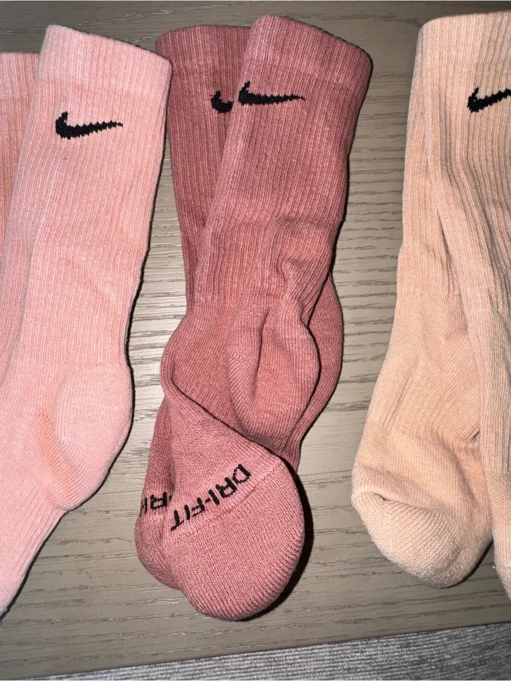 Nike Kids dri-fit Crew Socks in Pink, Peach, Cream & Rust Tones